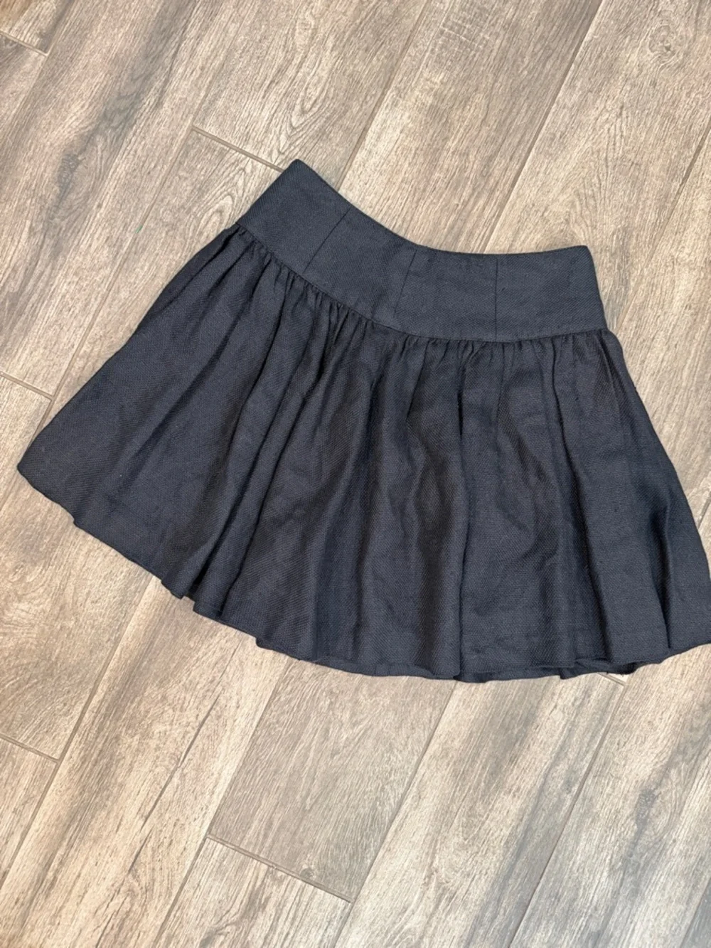 Opening Ceremony Black Linen Skater Skirt with pockets